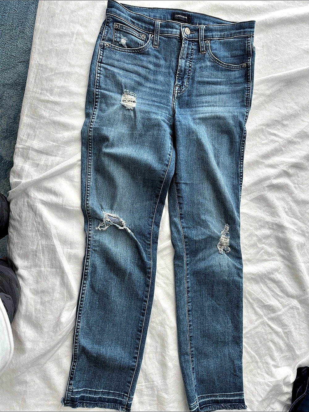 J.Crew Vintage Straight Distressed Blue Straight Leg Jeans Waist 27